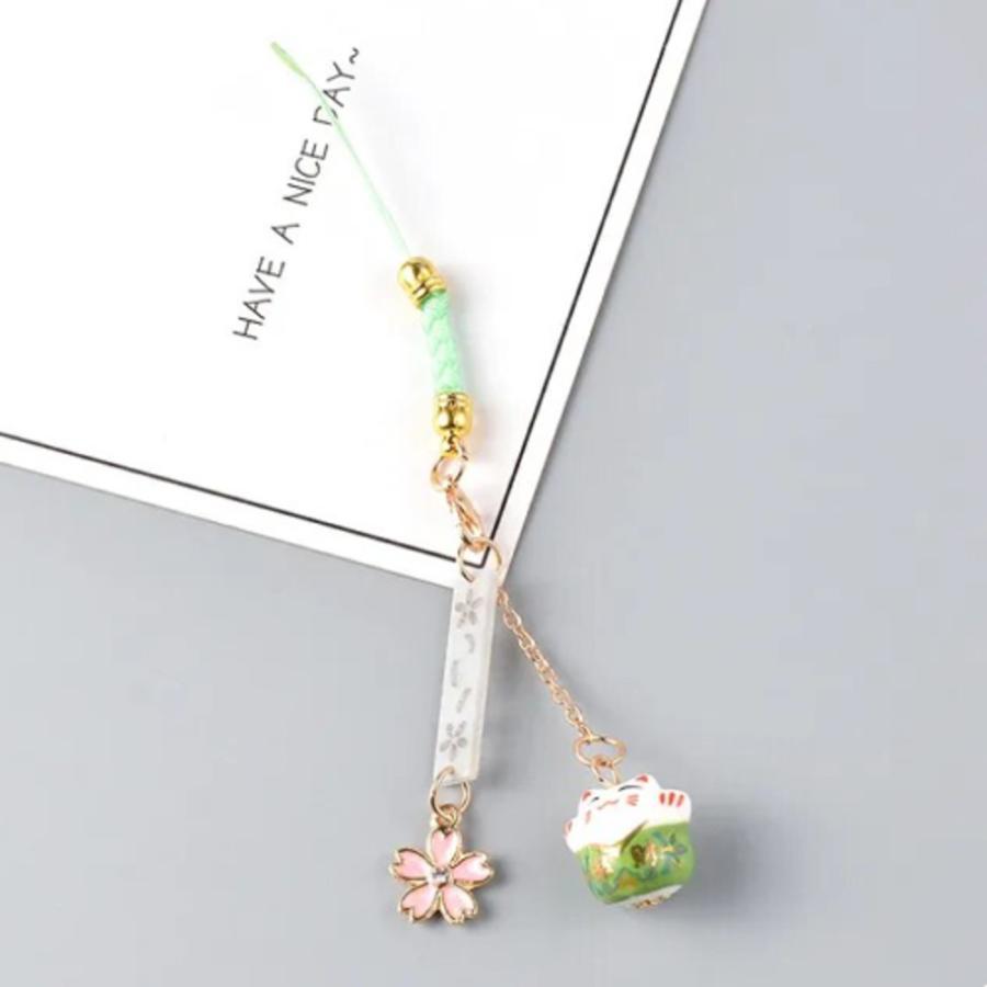 プレゼント ギフト スマートフォン ホルダー iPhone ストラップ キーホルダー さくら 緑