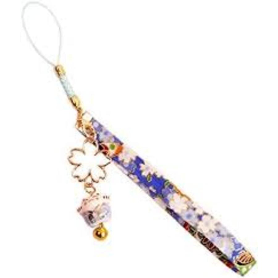 招き猫 スマートフォンストラップ iPhoneストラップ さくら 和柄 桜 猫 キーホルダー お守り ギフト プレゼント ブルー