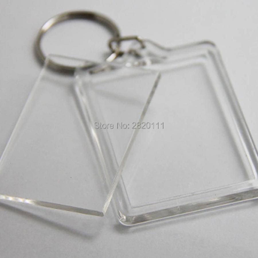 5個 キーホルダー DIY アクリル フレーム 長方形 透明 ブランク