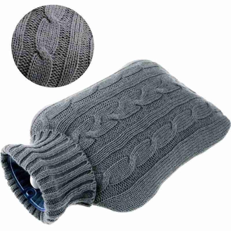 2L ソフトカバーのみ 加熱大湯たんぽカバー ニット 再利用可能なハンドウォーマー 家庭  暗灰色