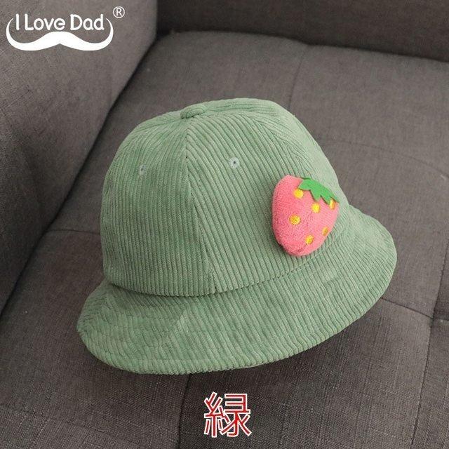 帽子 ハット 子供 キッズ 赤ちゃん 幼児 バケットハット バケハ フルーツ かわいい コーデュロイ 緑