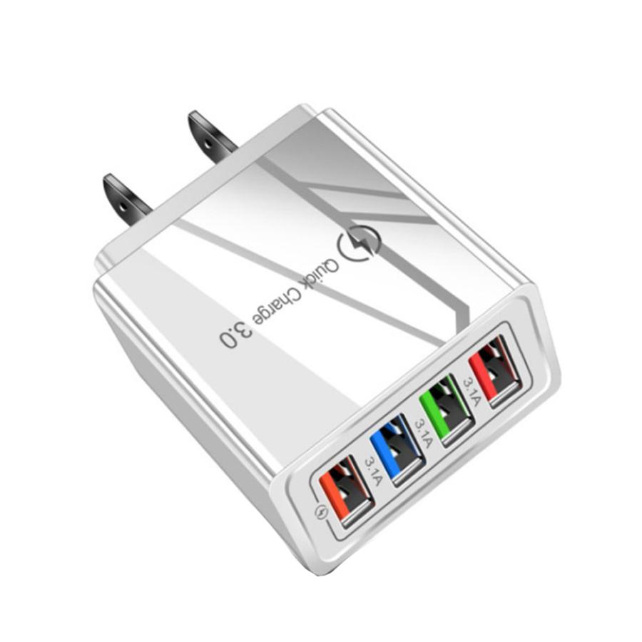 急速充電器 USBアダプター 4ポート 3.1A QC3.0対応 スマホ 充電  ホワイトUS