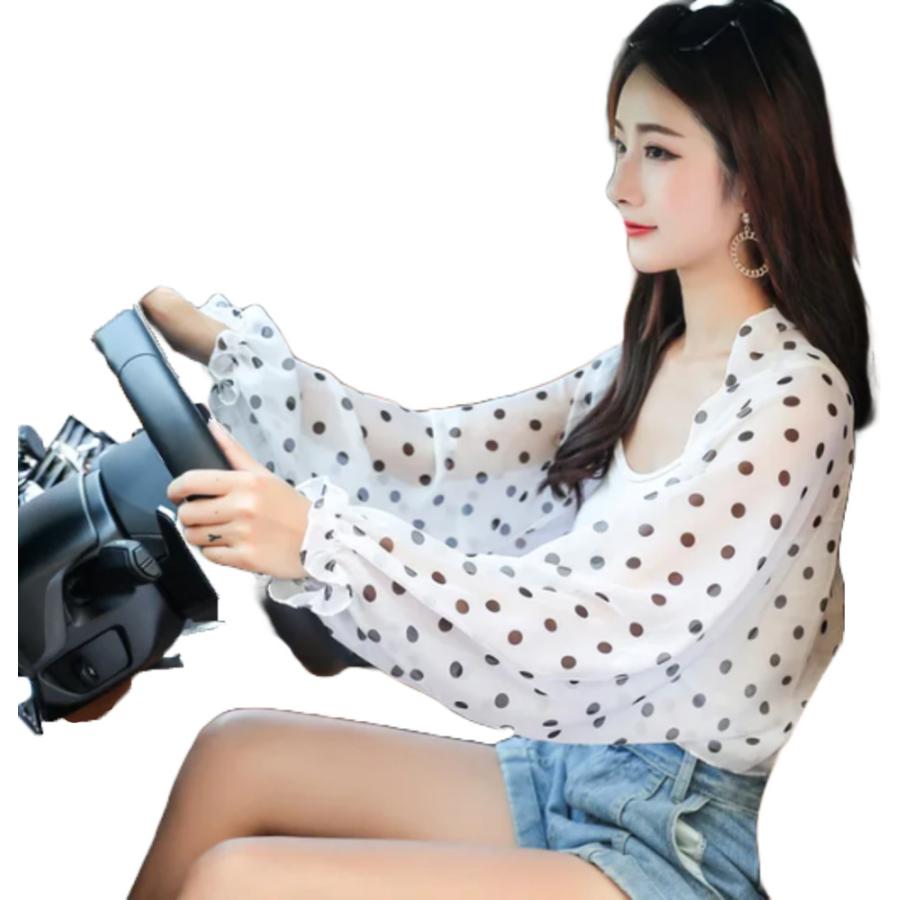 ショール 日焼け 日よけ レディース ビーチ アームシェード スカーフ 屋外 ボレロ ドット