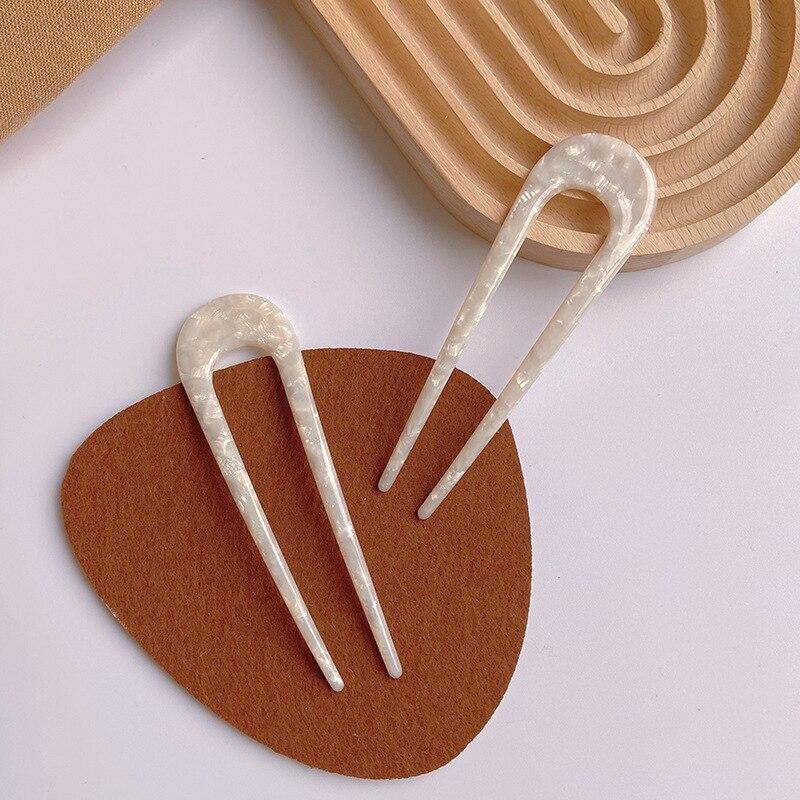 簪 かんざし ヘアピン U字 ヘアスティック ヘアアクセサリー 髪留め 浴衣 着物 和装 和風 2個 オフホワイト