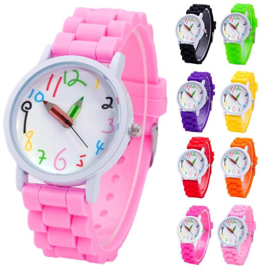 子供用腕時計 インテリジェント ファッション キッズウォッチ クォーツ ボーイズ ガール  シリコン ピンク