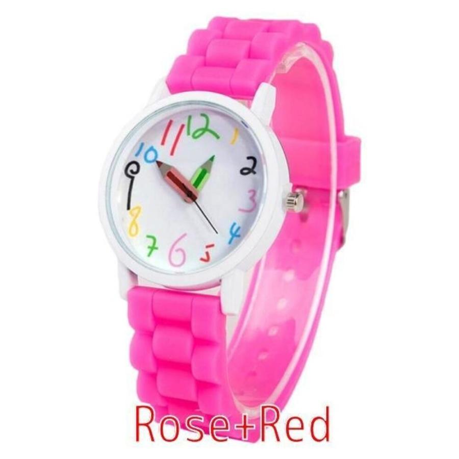 子供用腕時計 インテリジェントデジタルファッション キッズウォッチ ポインタークォーツ ローズレッド