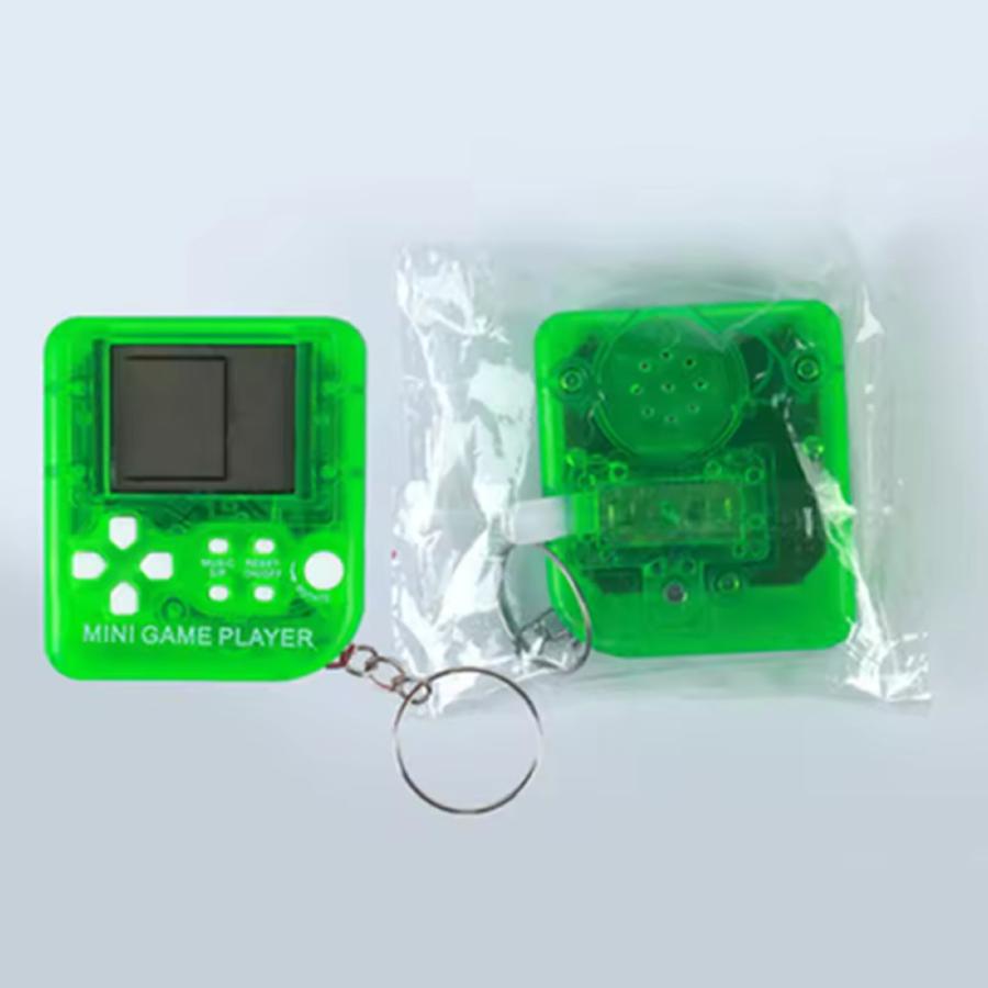 ミニゲーム キーホルダー おしゃれ パズル レトロ ノスタルジー 子供 大人 キッズ ブロック ドット絵 cleargreen