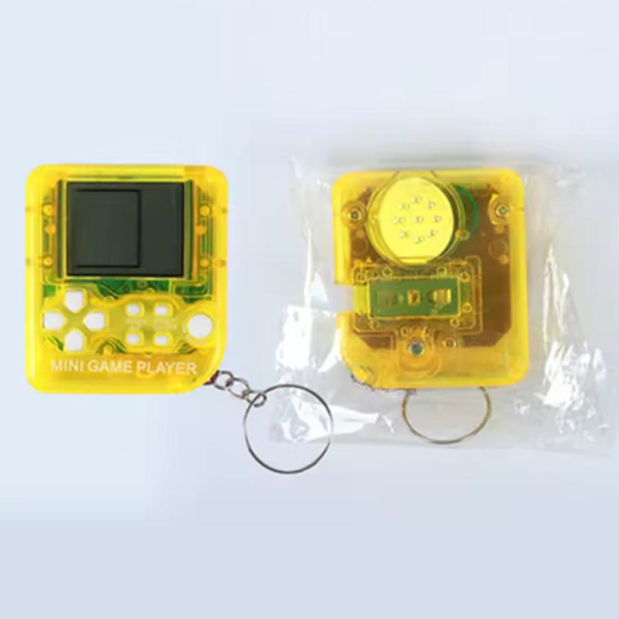ミニゲーム キーホルダー おしゃれ パズル レトロ ノスタルジー 子供 大人 キッズ ブロック ドット絵 clearyellow