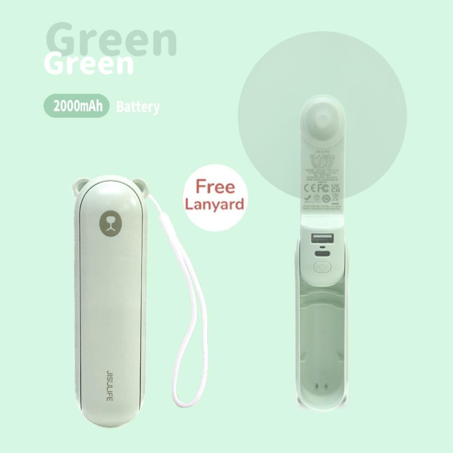 ハンディファン 扇風機 携帯 小型 USB充電式 JISULIFE 2000mAh  グリーン