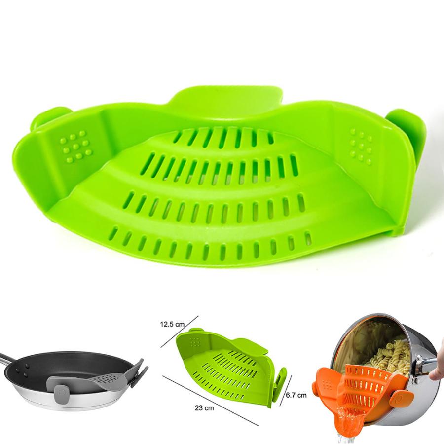 水切り ざる 野菜 果物 水切り パスタ シリコン こぼれ防止 キッチン用品 便利 グリーン