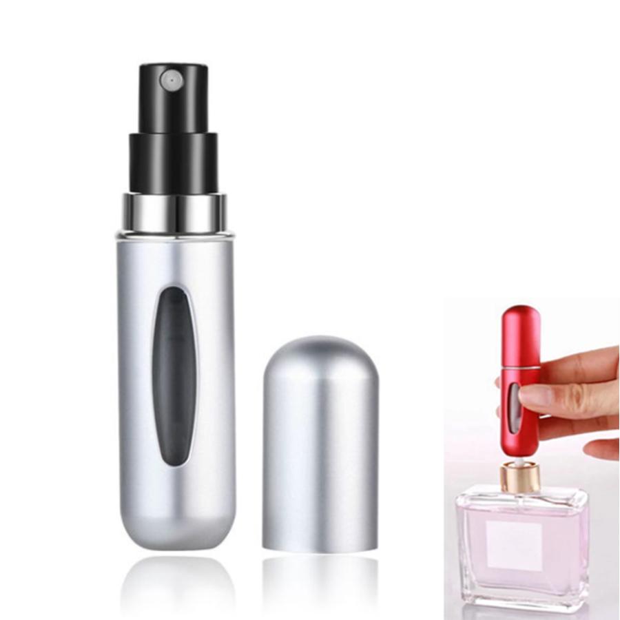 香水瓶 詰め替え トラベル 旅行 スプレー 化粧品 空の容器 ボトル 持ち運び 5ml| シルバー