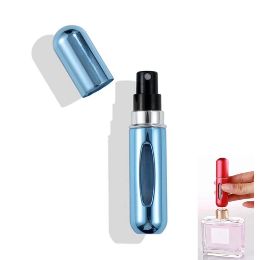 香水瓶 詰め替え トラベル 旅行 スプレー 化粧品 空の容器 ボトル 持ち運び 5ml| スカイブルー