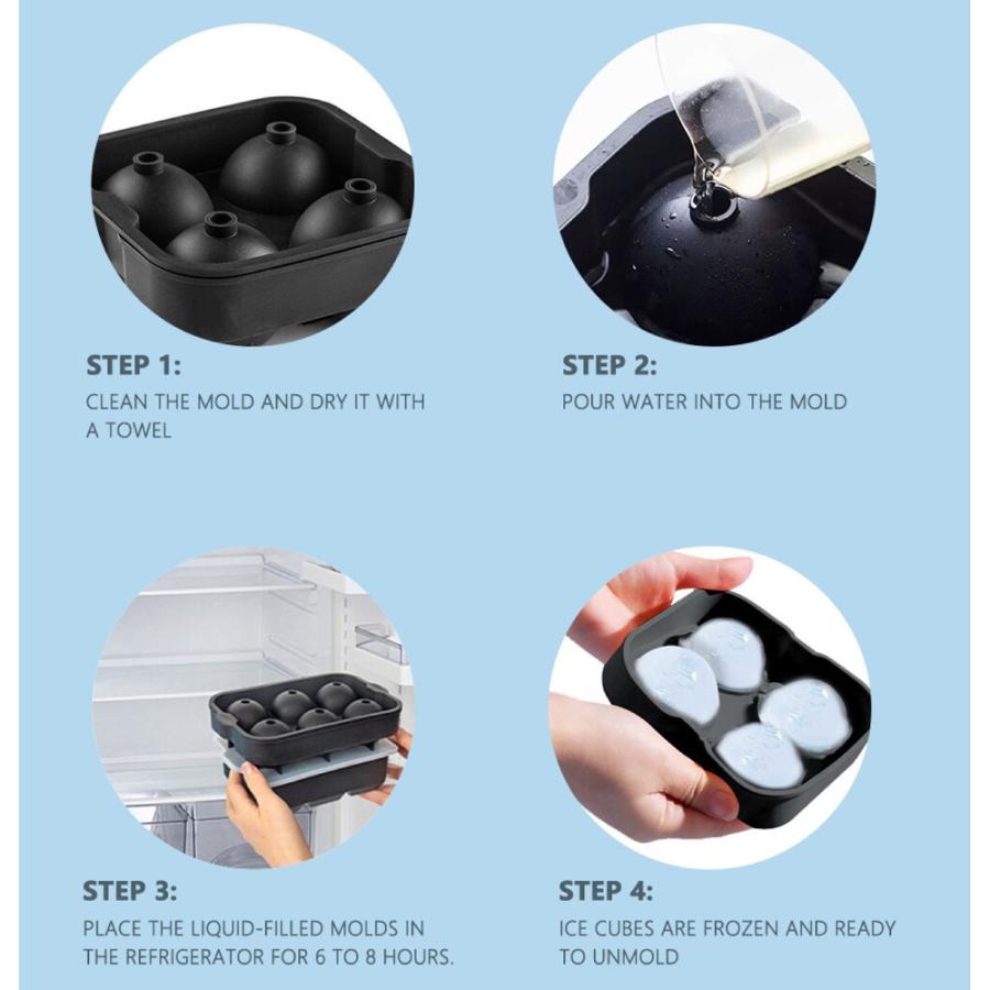 ★アイスキューブ 製氷皿　ボール型氷球モールド　食器洗い機対応　黒のサッカー ☆アイスキューブ 製氷皿 ボール型氷球モールド 食器洗い機対応