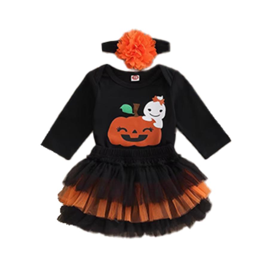 ハロウィン コスプレ ドレス 女の子 変装 仮装 ゴースト かぼちゃ 長袖 コスチューム かわいい 100