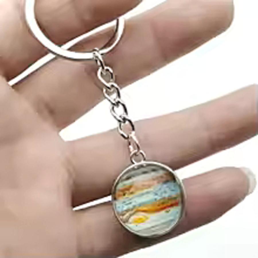 暗闇 光る 太陽系 惑星 キーホルダー 星 雲 発光 キーリング 月 地球 太陽 ガラスボール 木星