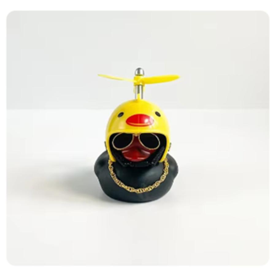 アヒル 自転車 ヘルメット バイク 黒 プロペラ付き ちょいワル 車 音が鳴る 黄ヒヨ