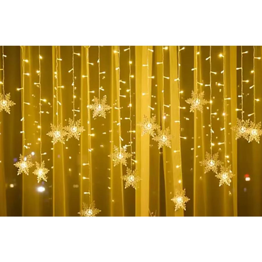クリスマス イルミネーション ライト 雪の結晶 3.2M クリスマス飾り led   暖かい白