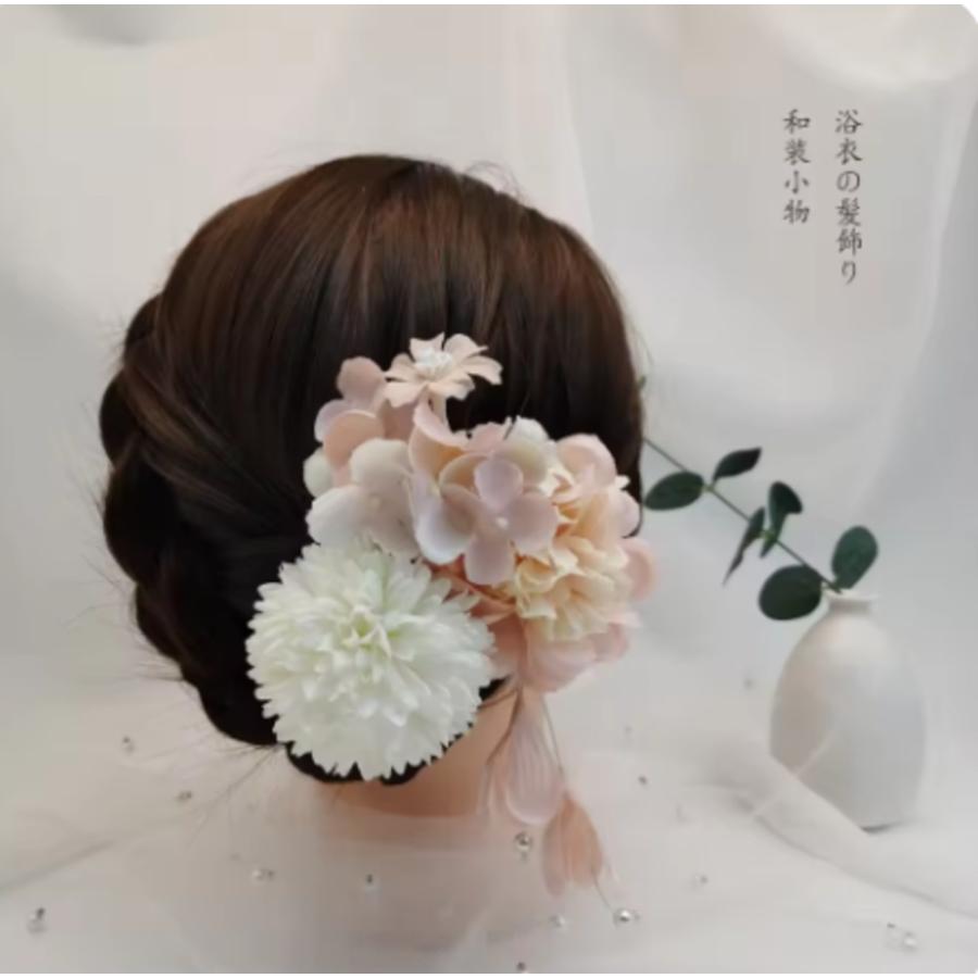 可愛い パール リボン 卒業式 和風 着物 成人式 七五三 夏祭り ヘア アクセ  ホワイトA