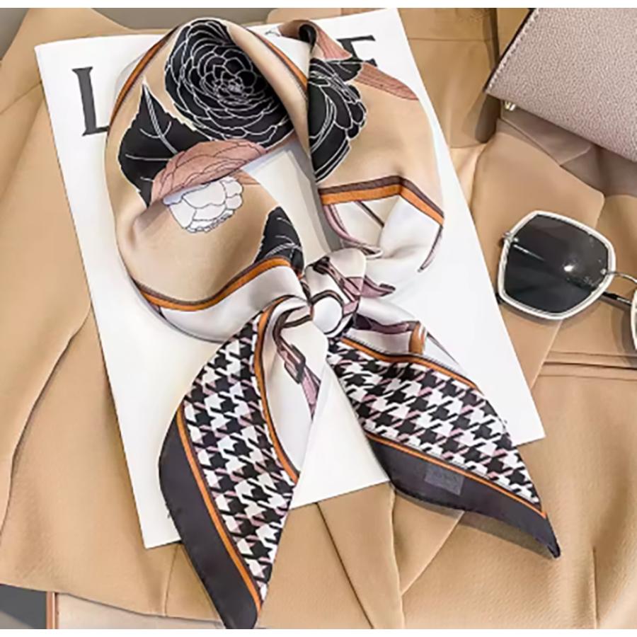 レディース スカーフ バンダナ シルク風 ネッカチーフ ギフト カジュアル オフィス 通勤 旅  156-01