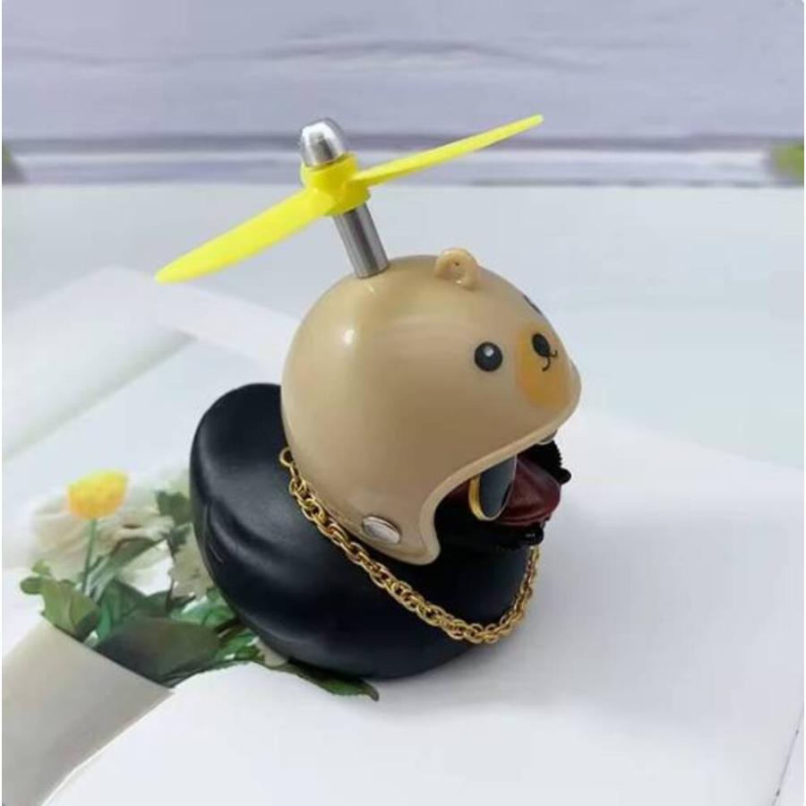 アヒル ヘルメット付き おもちゃ プロペラ チェーン付き かわいい フットプリント
