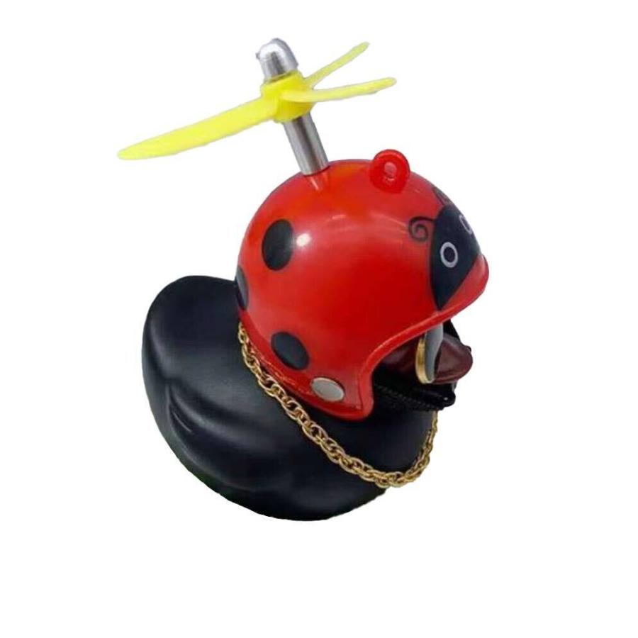 アヒル 自転車 バイク 黒いアヒル ヘルメット ダック プロペラ付き ちょい  てんとう虫