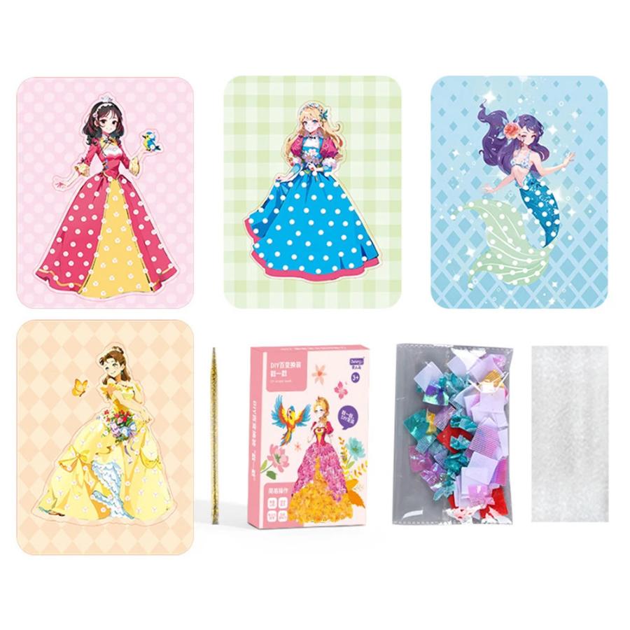 手作りプリンセス ステッカー キット DIY 女の子 ドレス かわいい シンデレラ お姫 