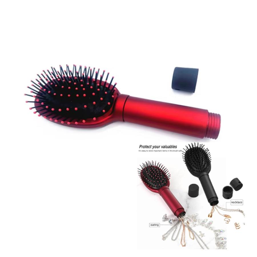 転用金庫 ヘアブラシ 櫛 くし お金 現金 へそくり ミニキー 錠剤 ジュエリー 小物入れ  赤