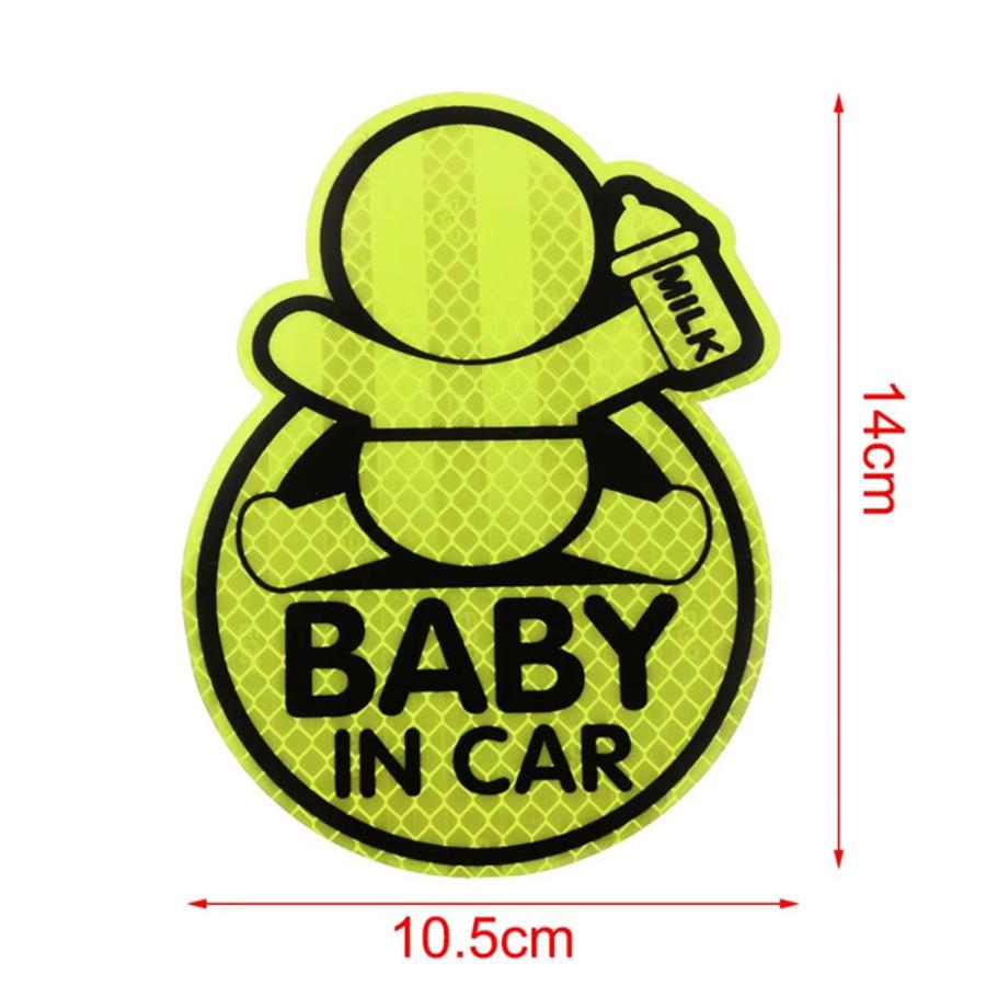 車用 IN CAR ステッカー 反射 ボトル ベビー ミルク BABY 車の窓用 かわいいステッカー  緑