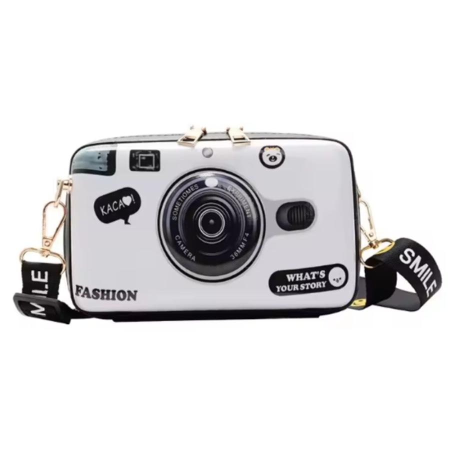 バッグ ショルダー 斜めがけ レディース 女性用 カメラ ストラップ スマイリー 白