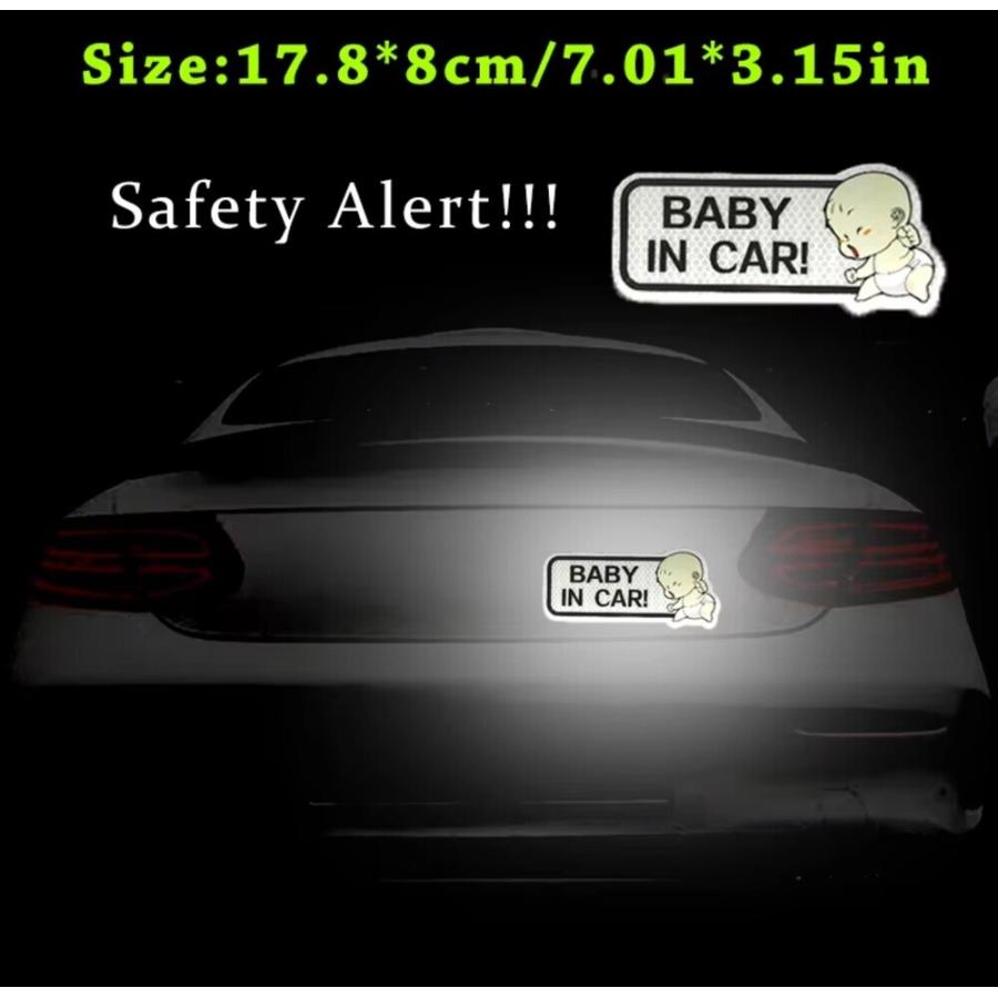 ベビーインカー カーステッカー BabyInCar 車 反射 安全  Baby in car ステッカー 白