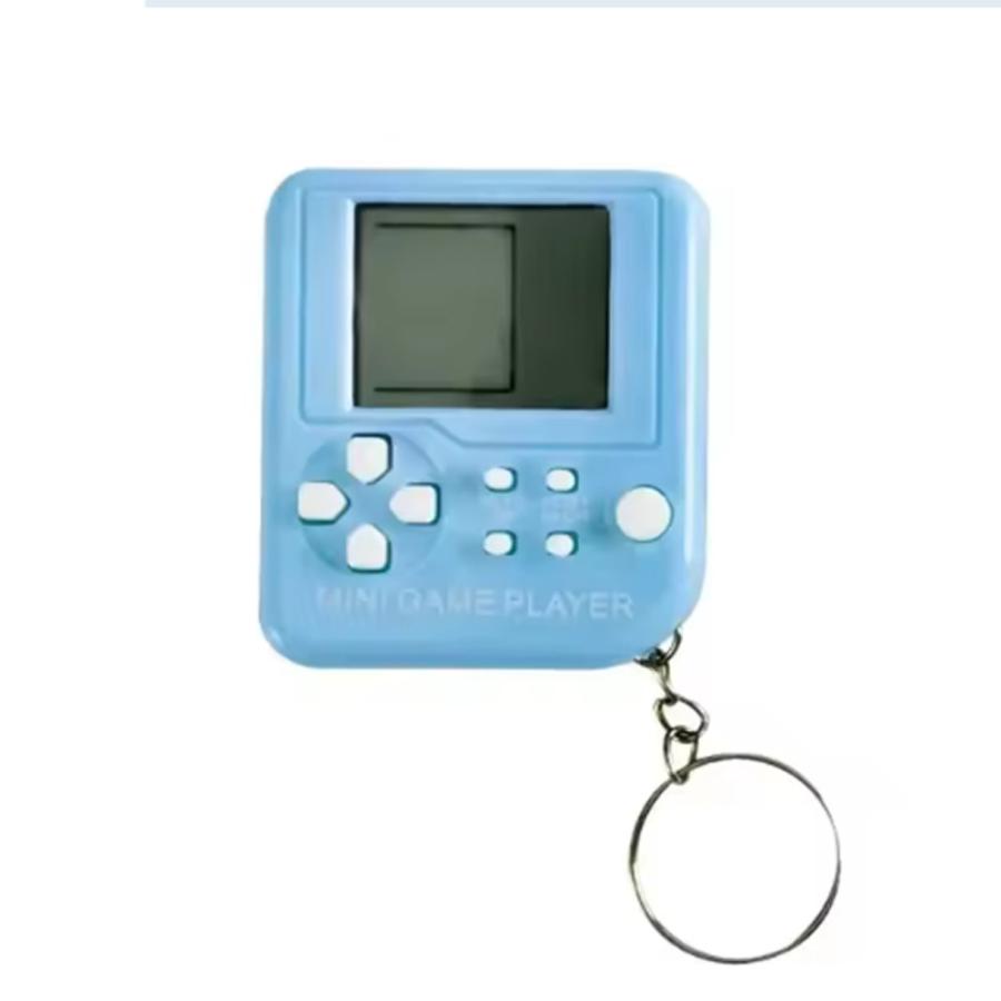 ミニゲーム キーホルダー パズル レトロ ノスタルジー 子供 大人 キッズ ブロック ドット絵 blue