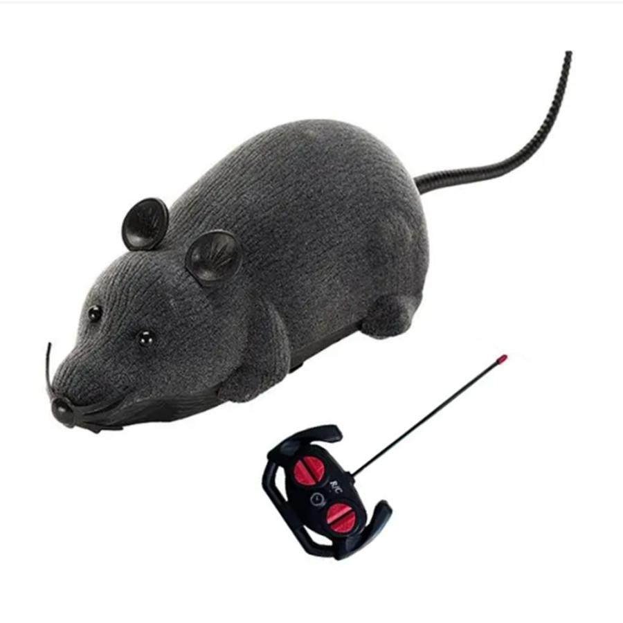 猫のおもちゃ ワイヤレス ラジコンマウス リモコン操作 ねずみ 猫 ペット  グレー耳黒