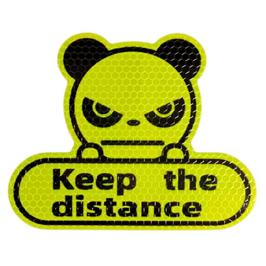 反射ステッカー 車用 衝突防止 安全運転 パンダ  きれいに剥がせる  keep the distance| 緑
