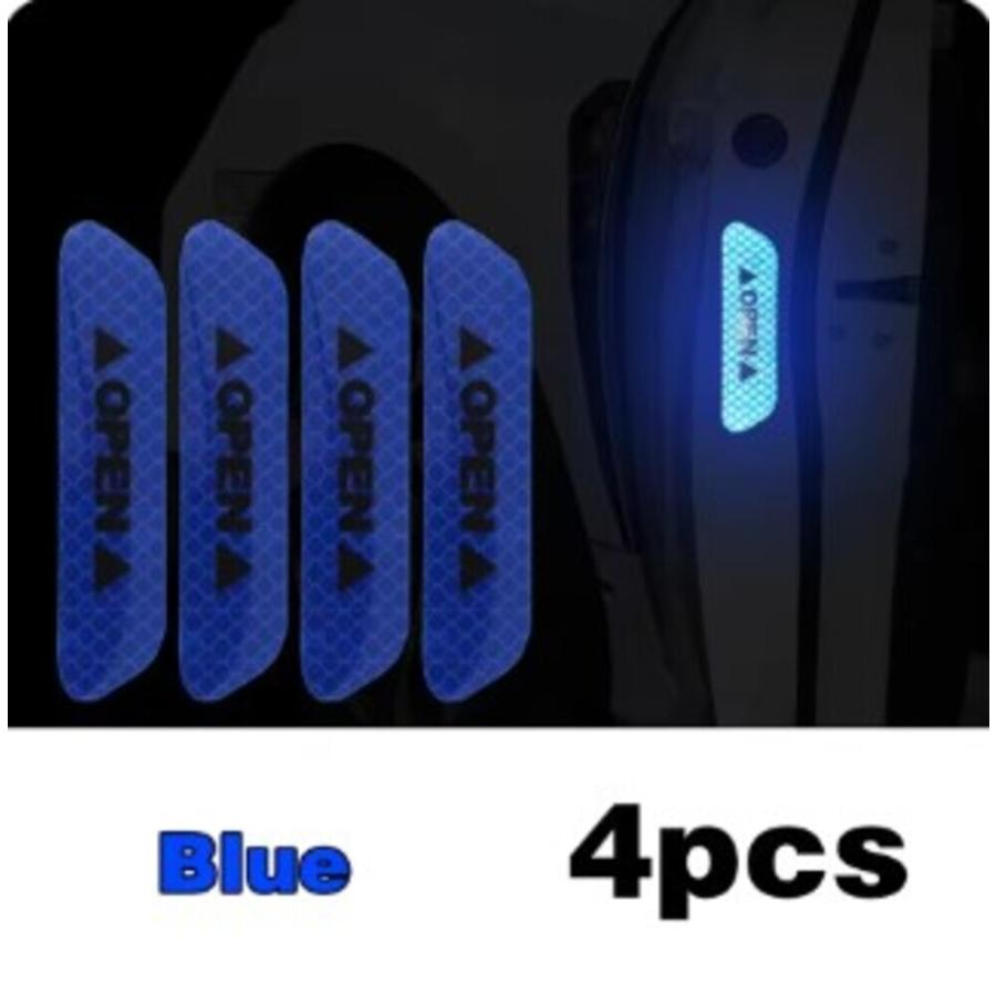 カーステッカー 車 反射ステッカー ドア OPEN  開口部 警告 リフレクター テープ デカール カー  ブルー