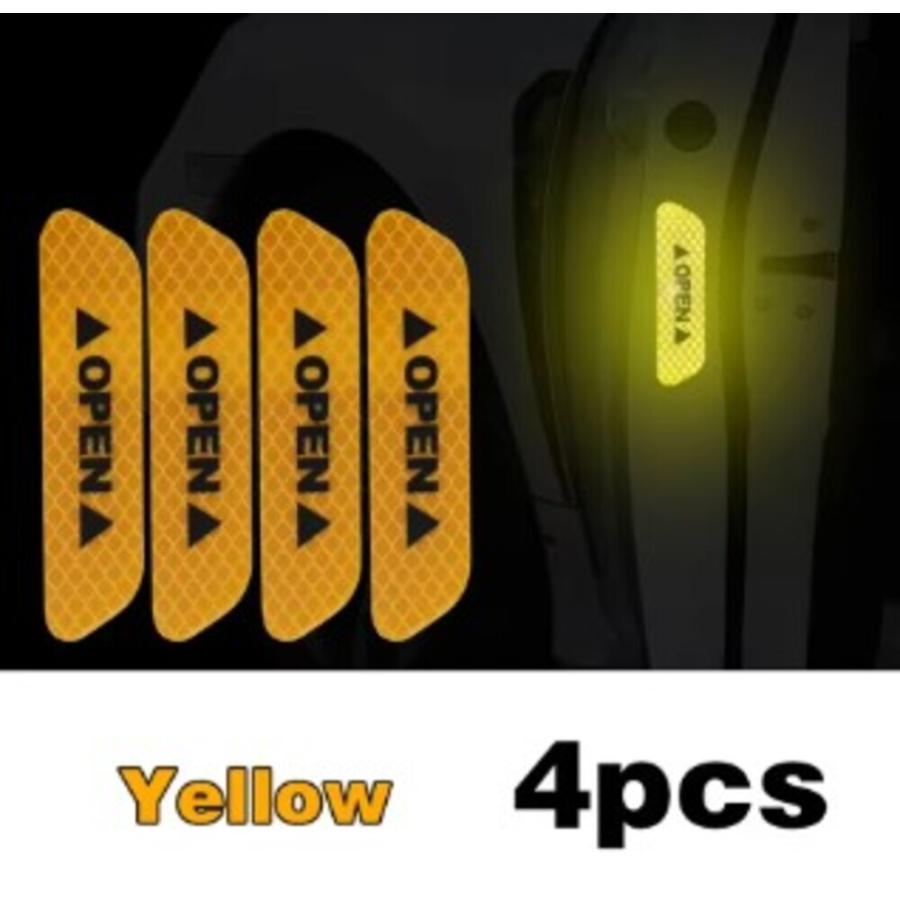 カーステッカー 車反射 ステッカー カー ドア OPEN 開口部 警告 リフレクター テープ デカー  オレンジ