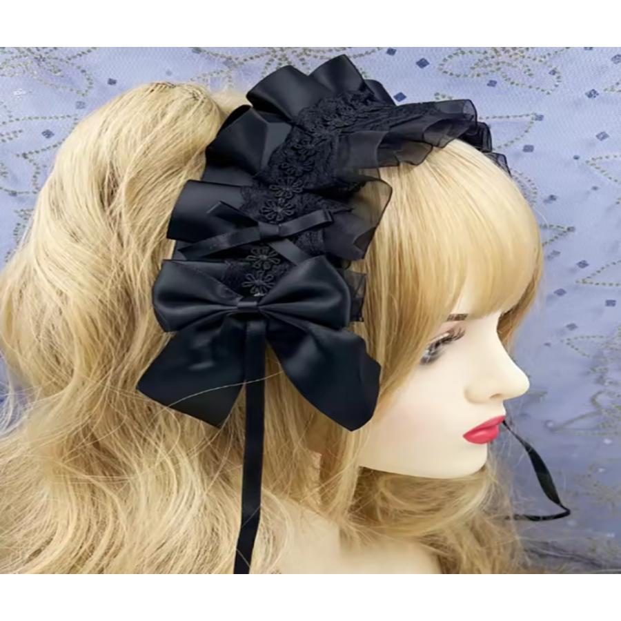 ロリータ メイド コスプレ ヘッドドレス レース 花飾り カチューシャ ヘアアクセサリー  