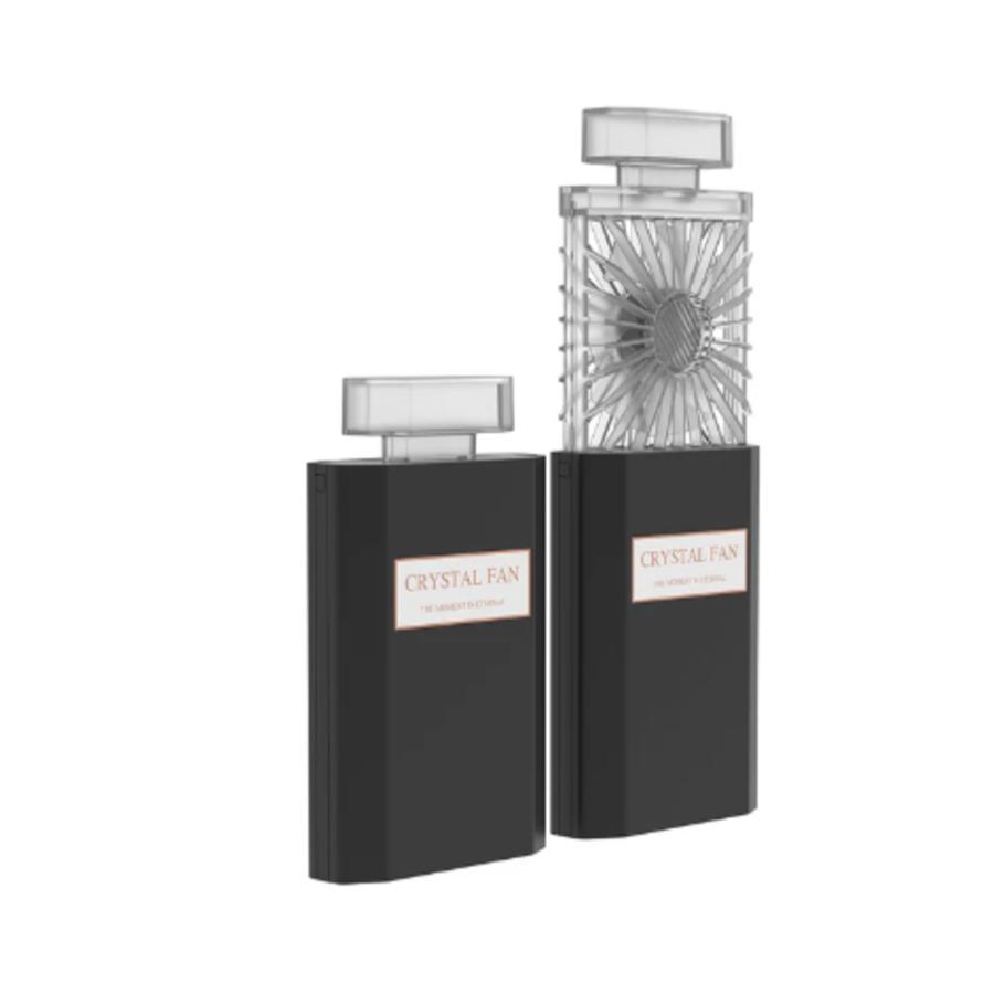 ミニポータブルファン 充電式 クリスタル 便利 ポケットサイズ 低ノイズ 小型電気  ブラック