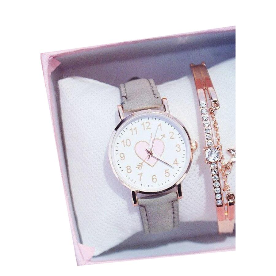 腕時計 子供 女の子 ハート モチーフ キューピッド アナログ  グレイ本体のみ