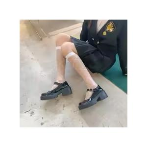 女性用 伸縮 ナイロン ストッキング 膝丈 ハイソックス チェック スタイル ロリータ ホワイト