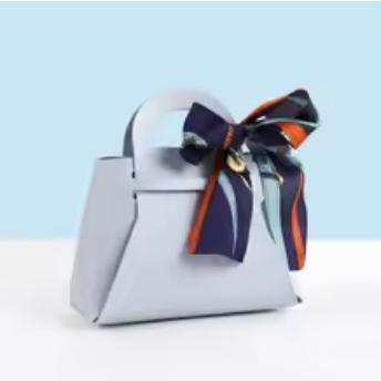 ギフトバッグ レザー 水色 ミニ ハンドバッグ プレゼント ショッパー 5個セット 水色