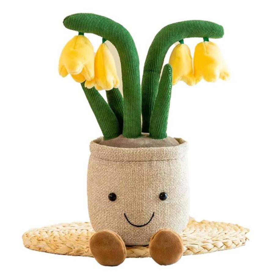 可愛い 柔らかい 多肉植物 ぬいぐるみ 35cm 装飾 チューリップ 花 花柄 人形 枕 癒し  yellow