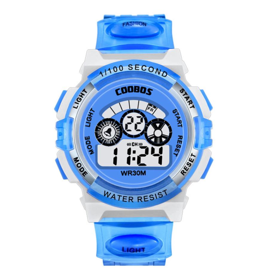 腕時計 キッズ 光る 蓄光 デジタル クール キッズ ウォッチ かっこいい   ブルー