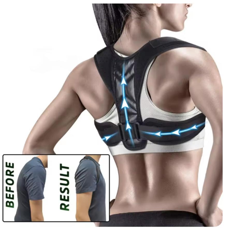 背中 姿勢 矯正 ベルト 猫背 肩 背筋 まっすぐ Mサイズ 美容 健康 ブラック 巻き肩改善