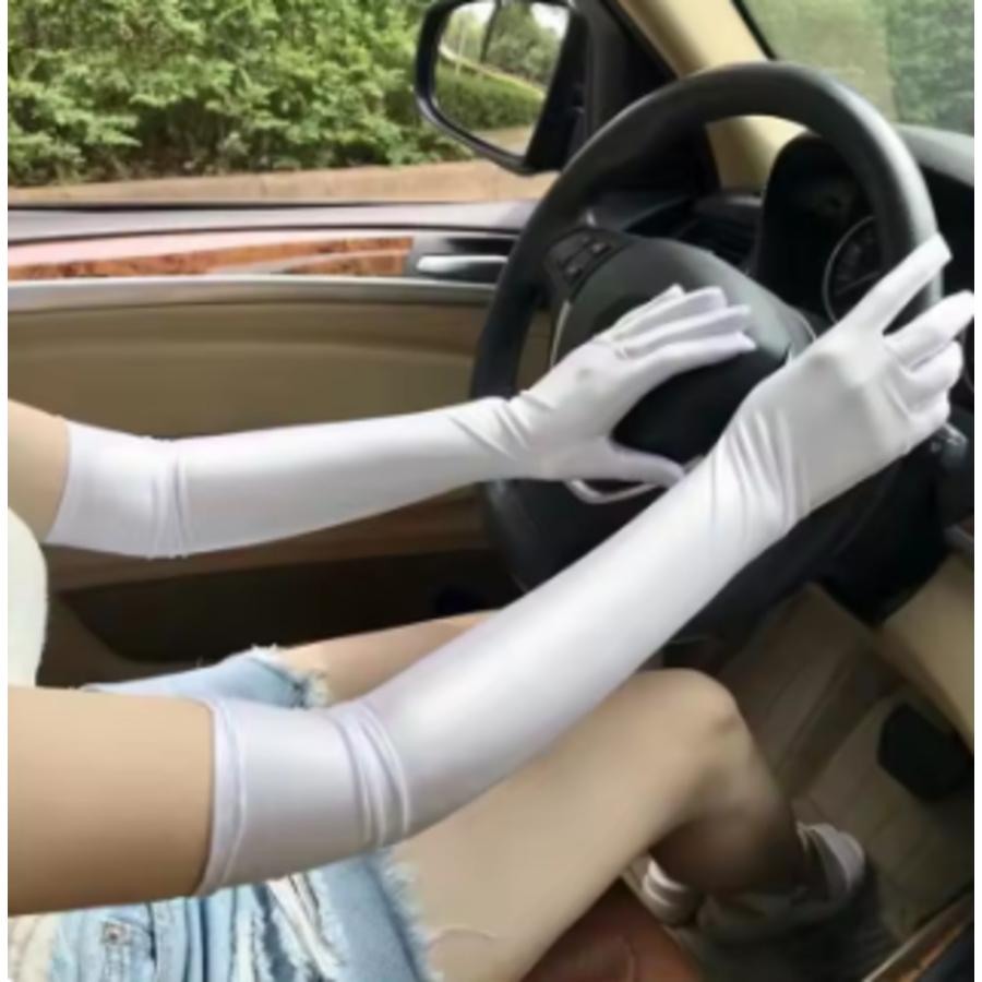 手袋 アームガード 女性 レディース 紫外線 日除け 日焼け対策 日焼け防止 ステージ 衣装 長い ホワイト