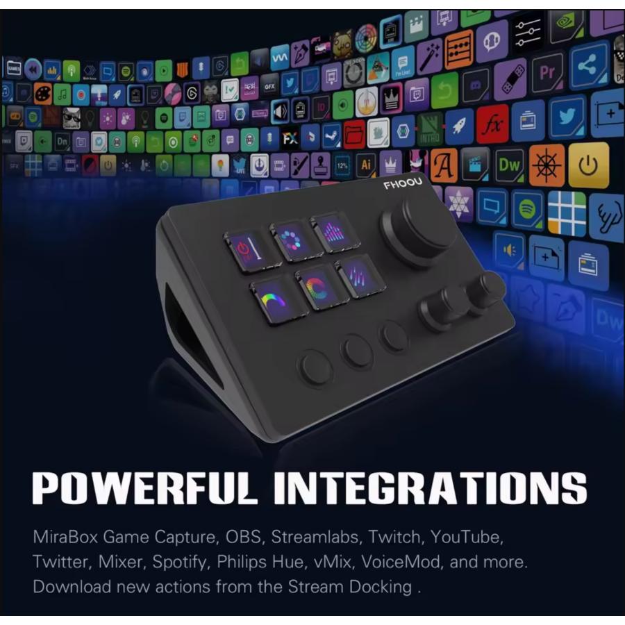stream dock ショートカットキーパッド 16ボタン コントローラー ドッグ ショートカットキー Stream Dock LCD ライブ