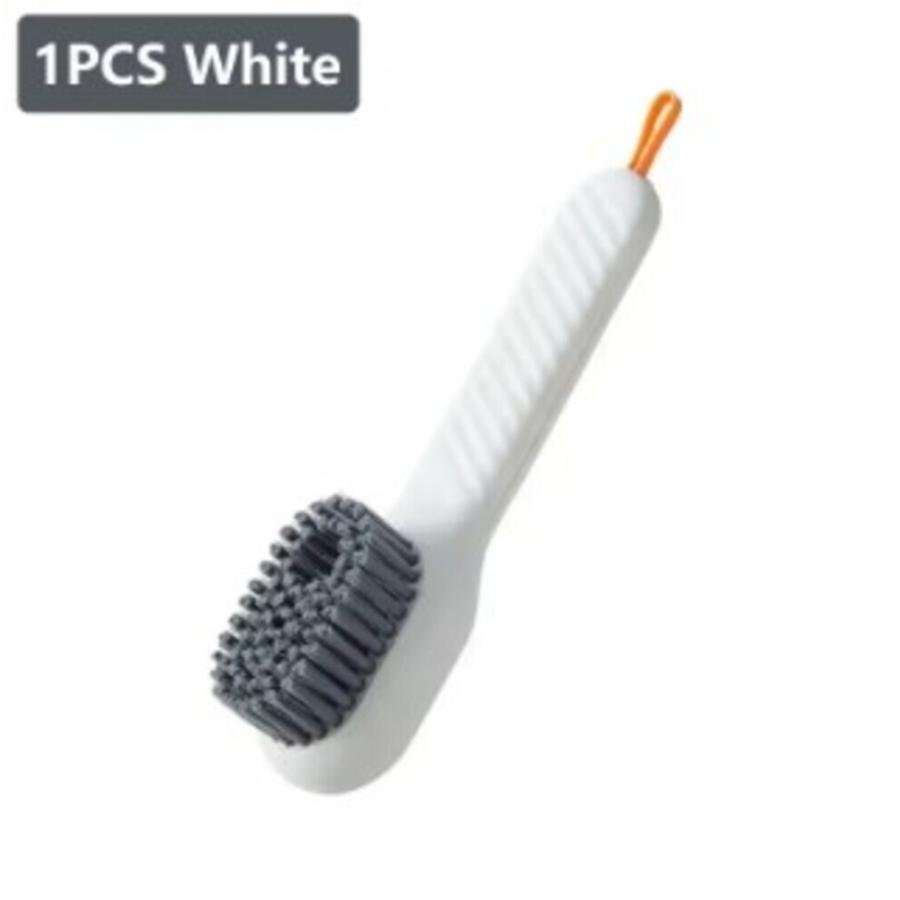 多機能 クリーニングブラシ ソフト 洗剤注入口 靴 ロングハンドル 衣類 家庭用   ホワイト
