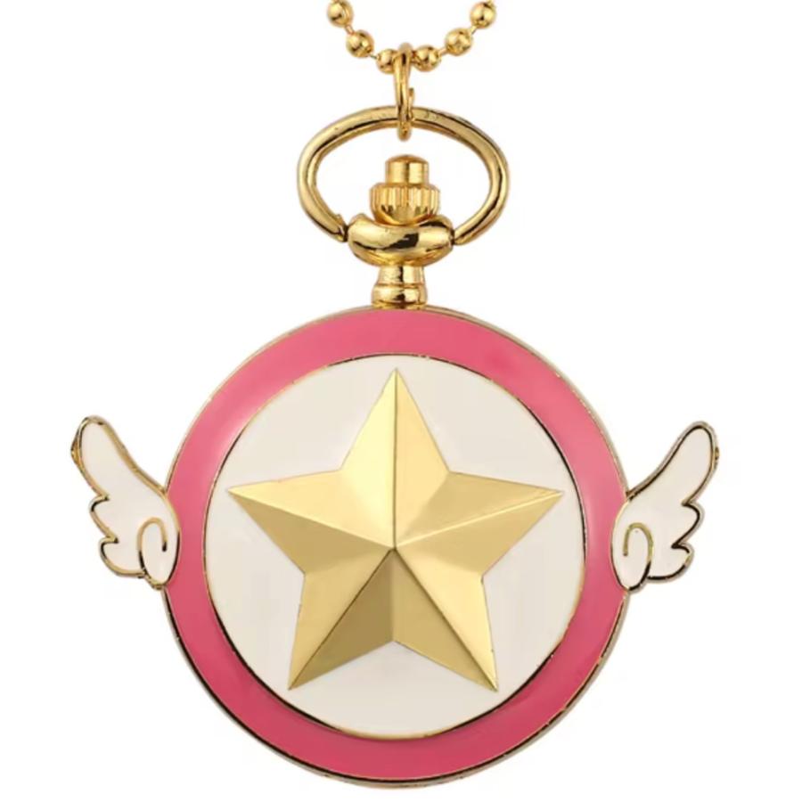 懐中時計 星柄 ペンダント レトロ ネックレス かわいい 女の子 ギフト 時計 セーラームーン