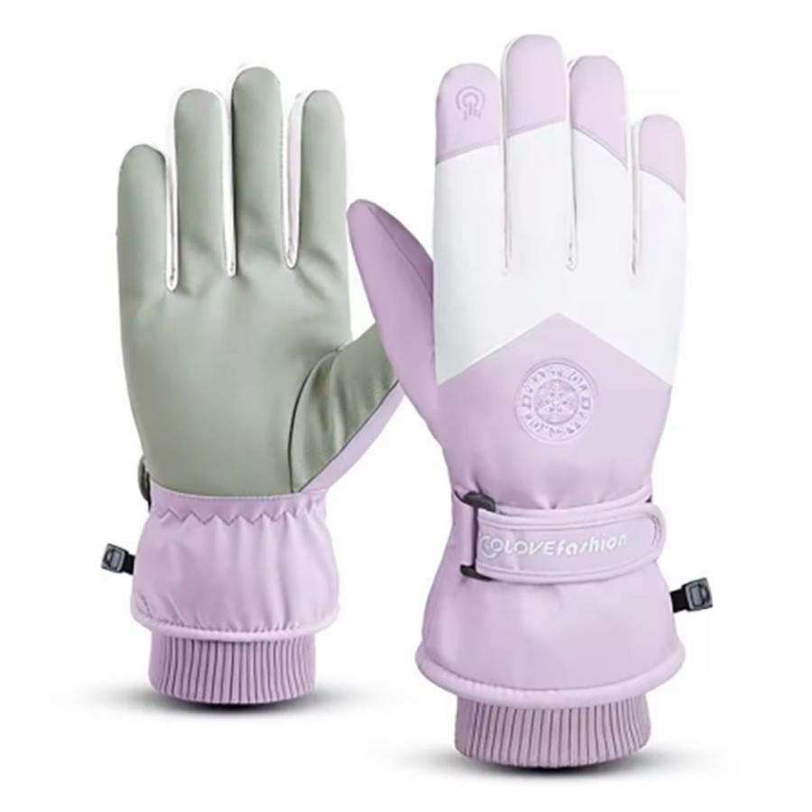高機能グローブ レディース 防寒 保温 スキー スノボ バイク 通勤 防水 自転車 雪 裏起毛  紫
