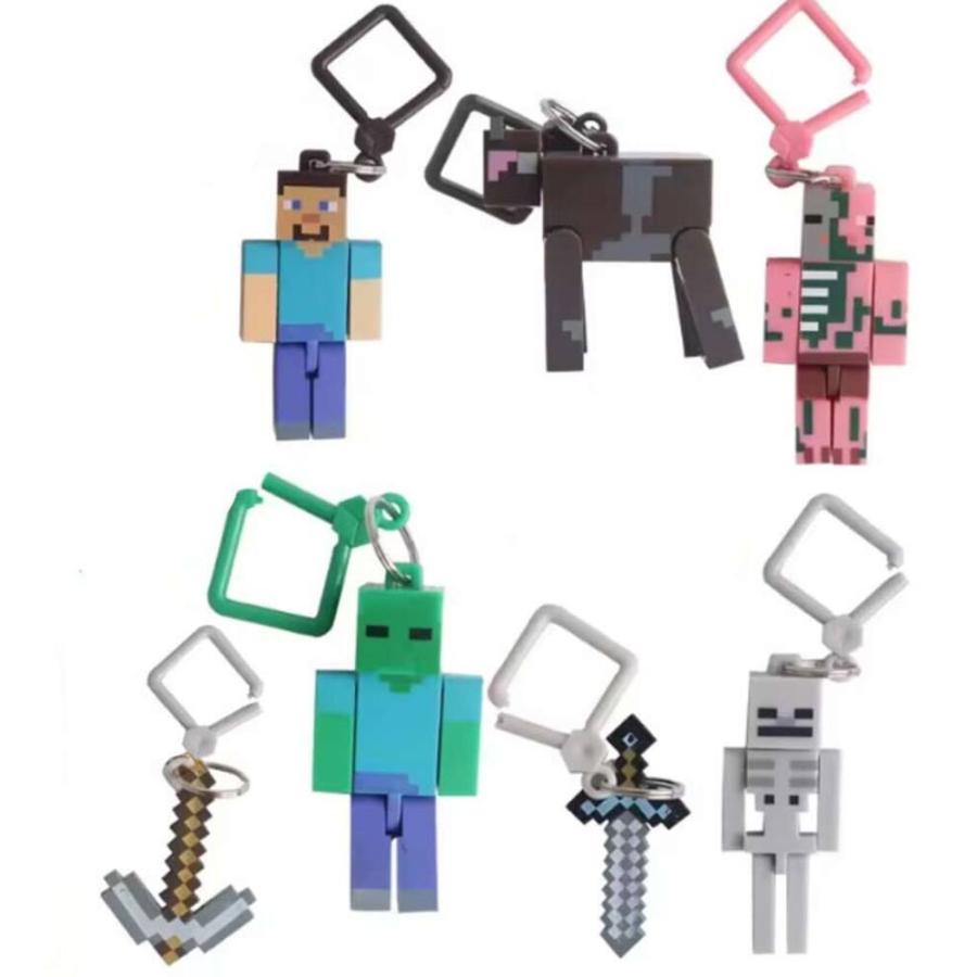 キーホルダー マインクラフト ドット ゲーム ブロック フィギュア キャラクター おもちゃ ウシ