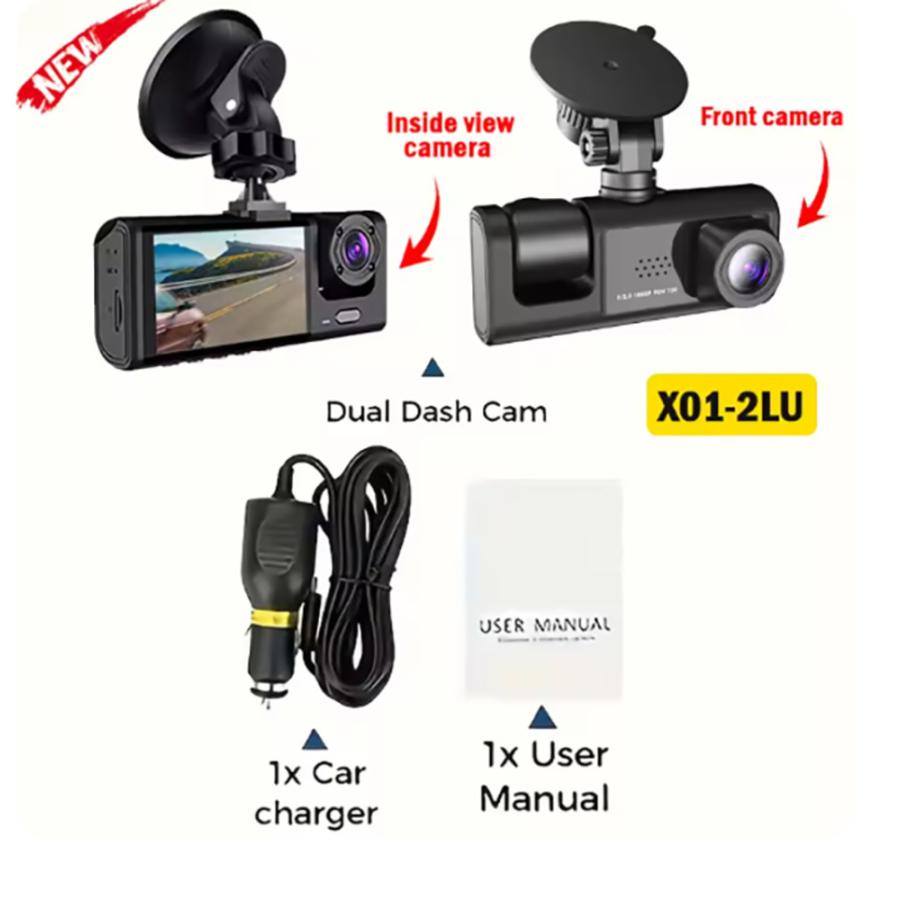 車載 DVR ドライブレコーダー 1296 2カメラ 赤外線ナイトビジョン 駐車監視 ループ録画  